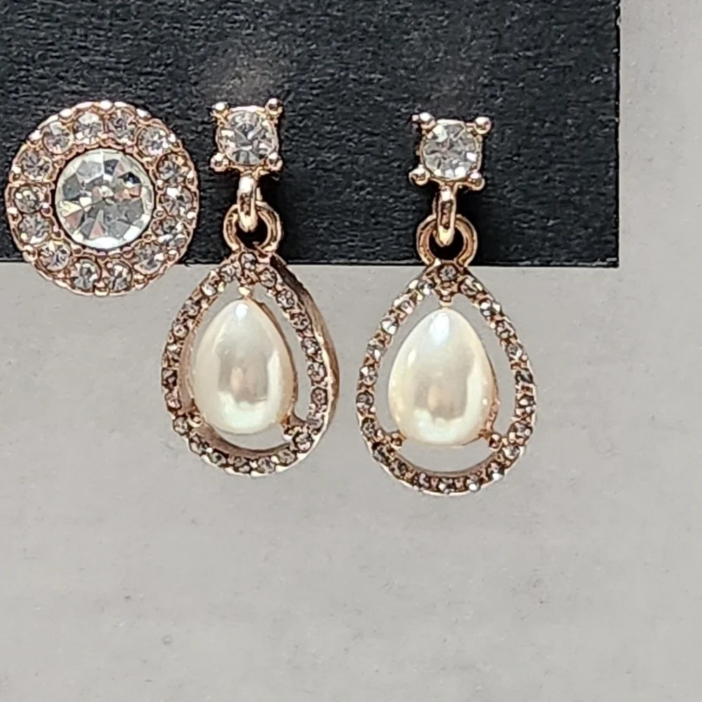 g by Gennaro Clear Glass and Pearl Earring Set